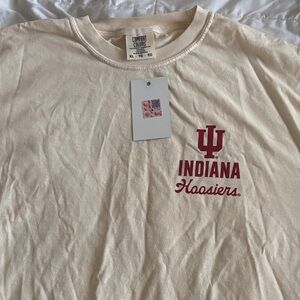 Comfort Colors Cream T-Shirt with Red Indiana Hoosiers Logo